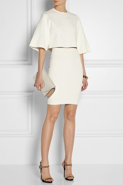 Alexander McQueen Croc-embossed Jacquard Top and Pencil Skirt